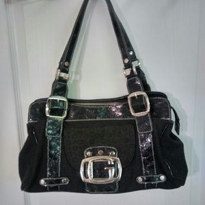 Guess Black and Silver Alligator Style Purse